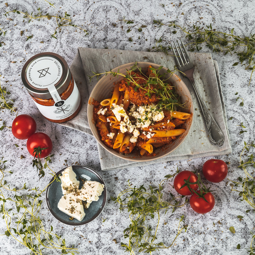 Tomatensugo Feta-Käse