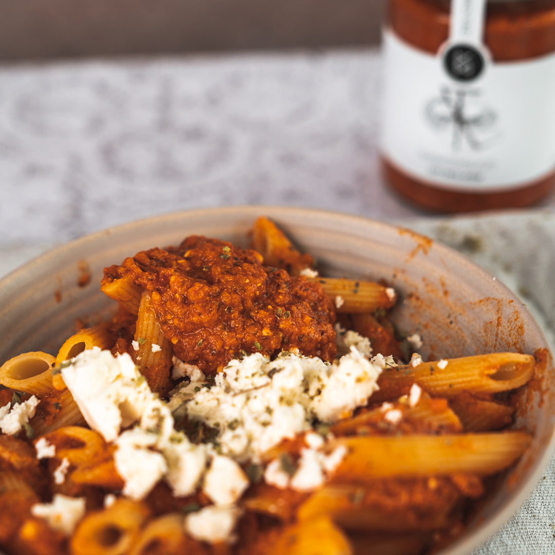 Tomatensugo Feta-Käse